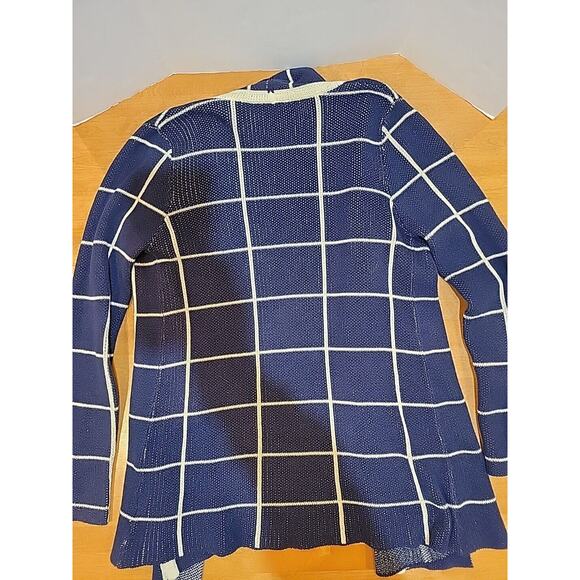 ModCloth Simply Snuggly Navy And White Plaid Open Cardigan Women’s Size M - Picture 8 of 8
